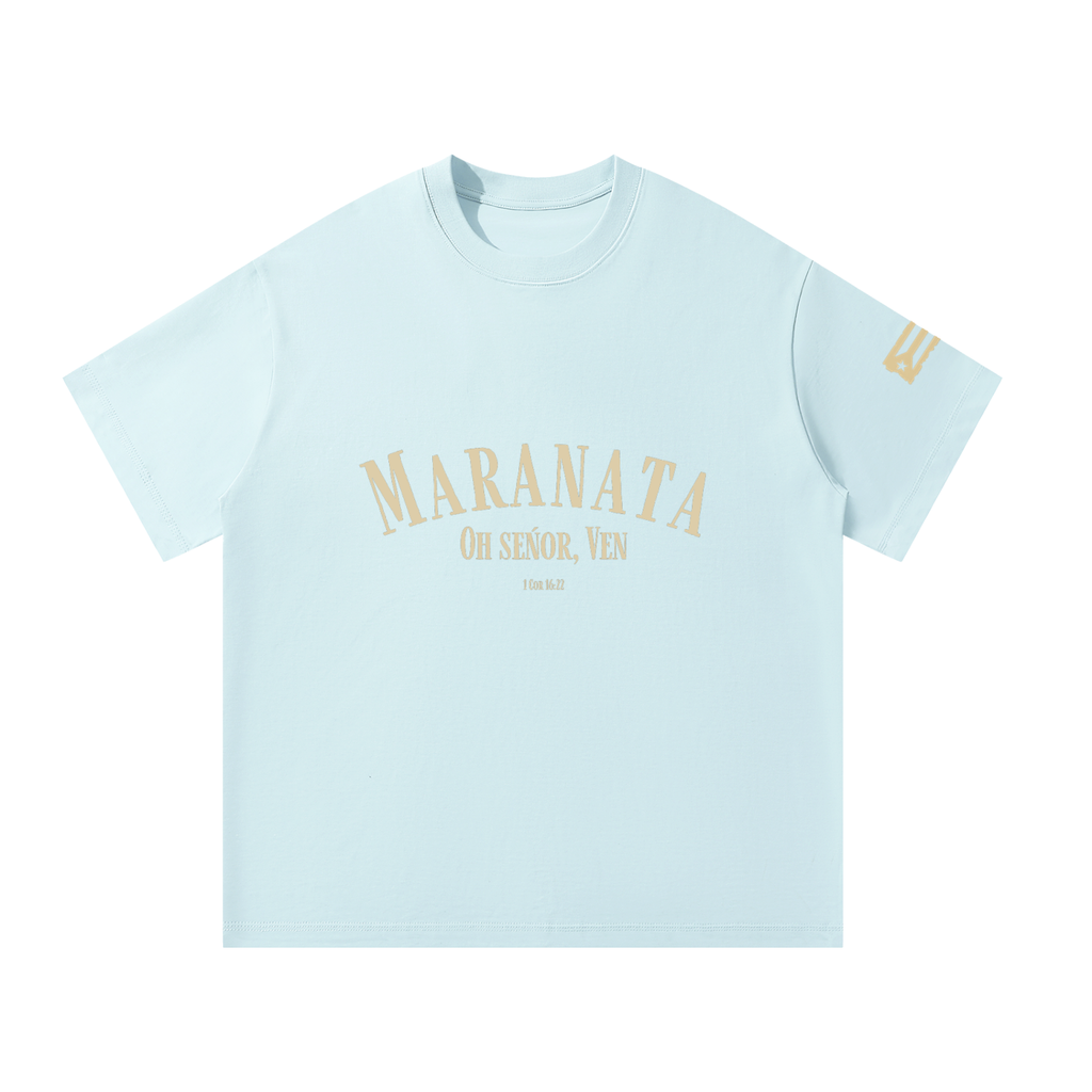 MARANATA Oversized T-Shirt (Sand, Light Blue)