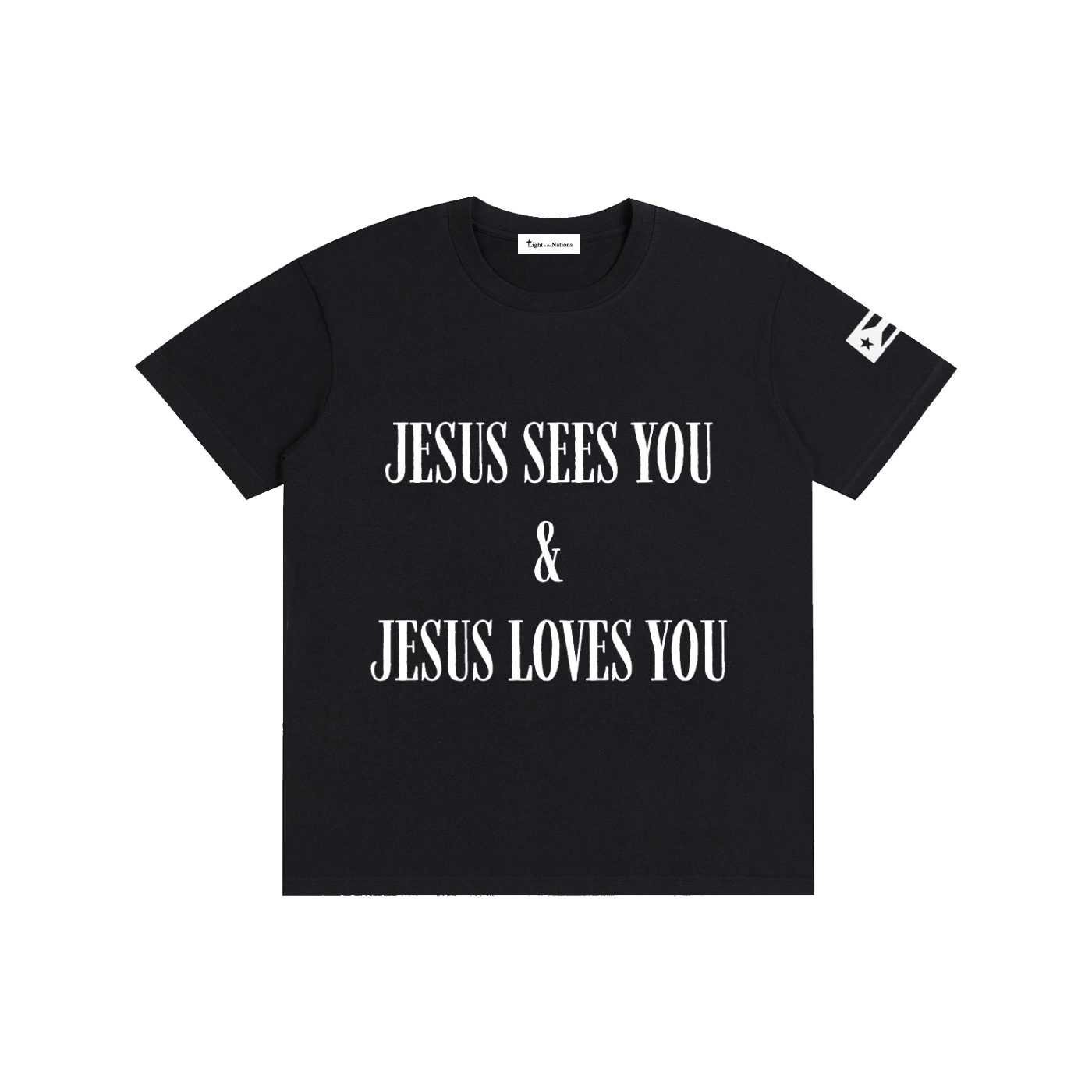 JESUS SEES YOU Cotton Unisex T-Shirt Black W/ PR Flag B&W